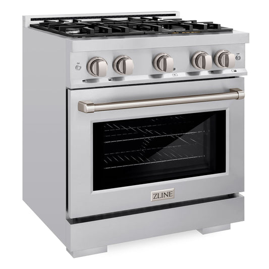 ZLINE 30 in. Gas Range 4.2 cu. ft. Capacity 4 Burners Convection Gas Oven Satin Stainless Steel (HGRS-30)