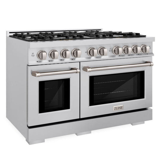 ZLINE 48 in. Gas Range Double Oven 6.7 cu. ft. Capacity 8 Burners Stainless Steel (HGR48)
