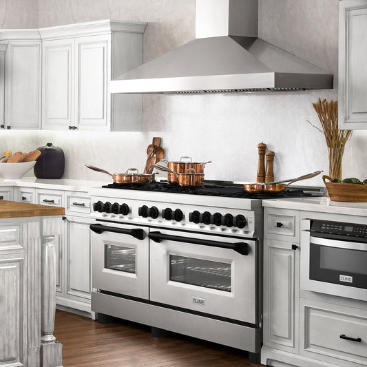 ZLINE Autograph Edition 60-Inch Dual Fuel Range with 7.4 cu. ft. Electric Convection Oven, Stainless Steel with Black Matte Accents (Model RAZ-60-MB)