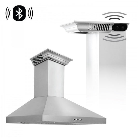 ZLINE 48 in. Wall Mount Range Hood Stainless Steel CrownSound® Bluetooth Speakers 700 CFM (KL3CRN-BT-48)