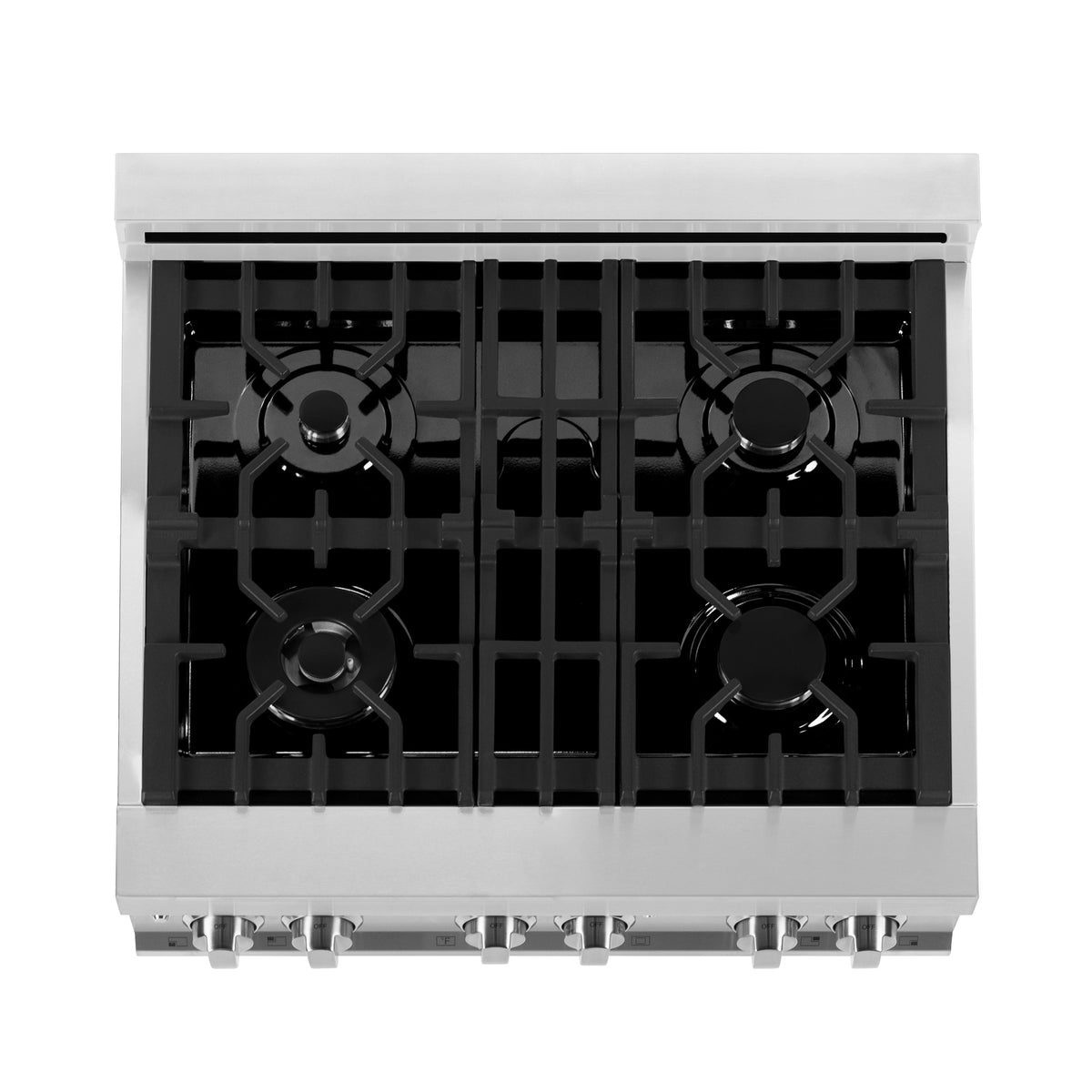 ZLINE 30-Inch Dual Fuel Range with Gas Burners, Electric Oven, Griddle, and White Matte Door in Stainless Steel (4.0 cu. ft.), Model RA-WM-GR-30