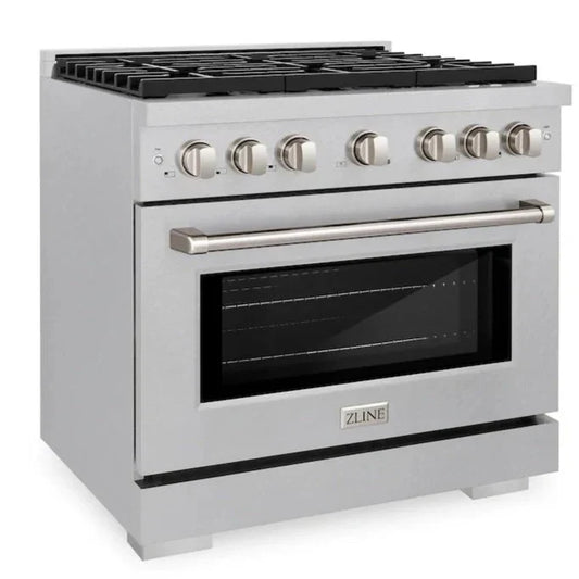 ZLINE 36 in. Paramount Gas Range with 6 Brass Burners and 5.2 cu. ft. Convection Gas Oven in Satin Stainless Steel (SGRS-BR-36)