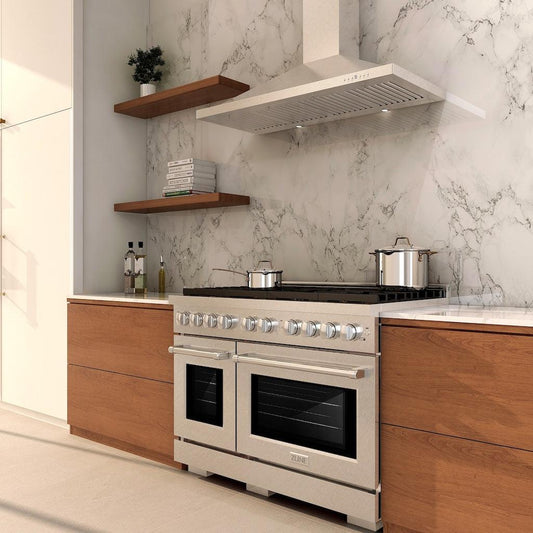 ZLINE 48 in. Paramount Double Oven Gas Range with 8 Burners, 6.7 cu. ft., Satin Stainless Steel (SGRS-48)