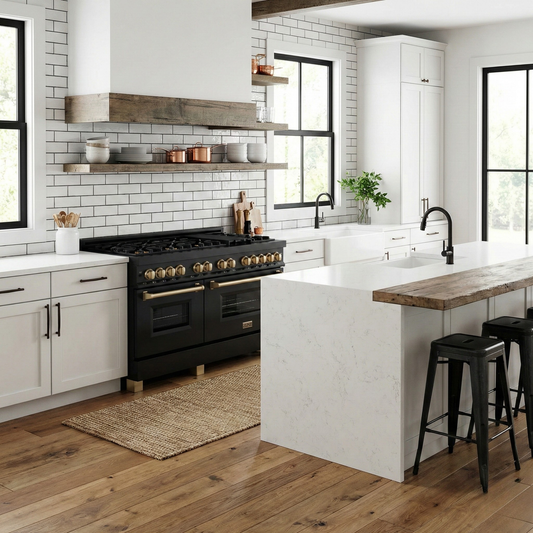 ZLINE Autograph 60 in. 7.4 cu. ft. Dual Fuel Range in Black Stainless Steel with Champagne Bronze Accents (RABZ-60-CB)