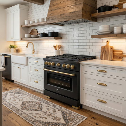 ZLINE Autograph Edition 36 in. 5.2 cu. ft. Gas Range with 6 Burners and Convection Gas Oven in Black Stainless Steel with Bronze Accents (Model SGRBZ-36-CB)