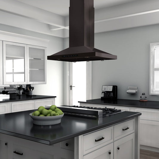 ZLINE 36 in Island Range Hood 400 CFM Black Stainless Steel Convertible Ventilation (BSGL2iN-36)