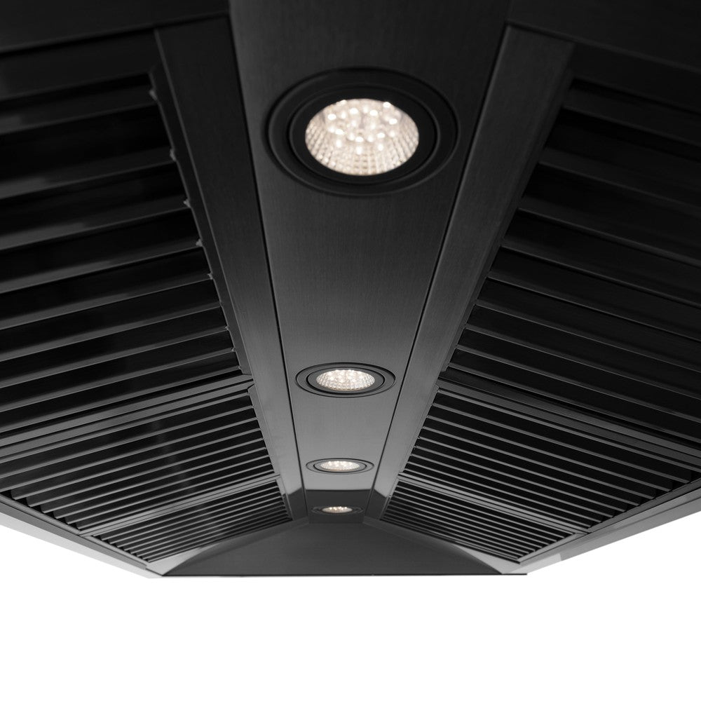 ZLINE 48 in. Wall Mount Range Hood Black Stainless Steel Champagne Bronze Handle Autograph Edition (BS655Z-48-CB)