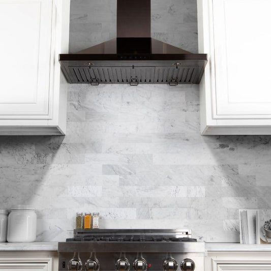 ZLINE 30 Inch Wall Mount Range Hood Convertible Vent Black Stainless Steel 4-Speed LED Lighting (BSKBN-30)