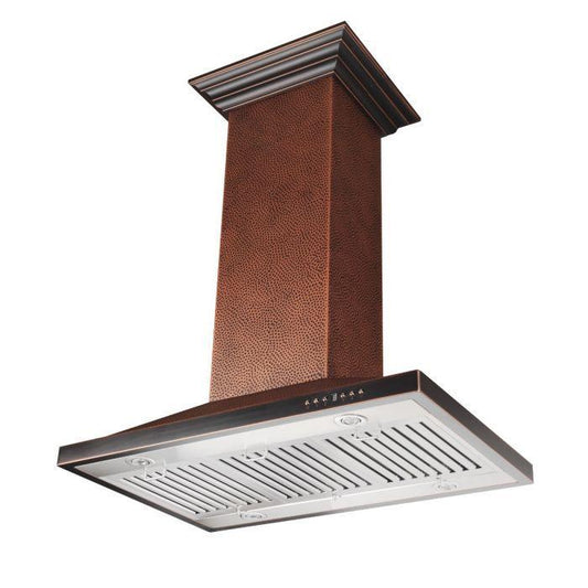 ZLINE 30 in. Island Range Hood, Hand-Hammered Copper Finish, 30 Inch Kitchen Vent Hood (8GL2Hi-30)