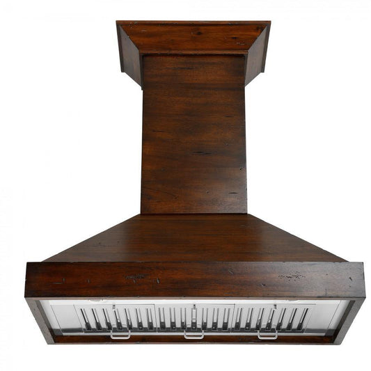 ZLINE 36 in. Wall Mount Range Hood Wooden Walnut Finish 400 CFM Designer Kitchen Ventilation (KBRR-36)