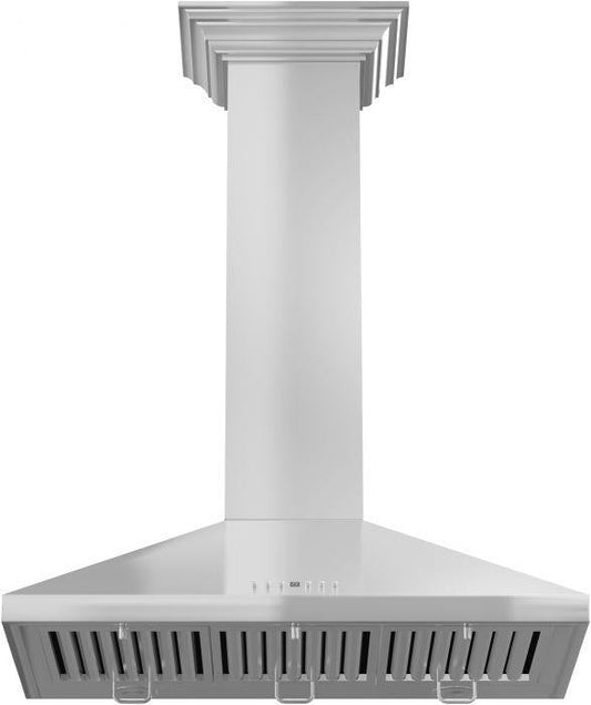 ZLINE 30 Inch Wall Mount Range Hood Convertible Stainless Steel Crown Molding KL2CRN-30