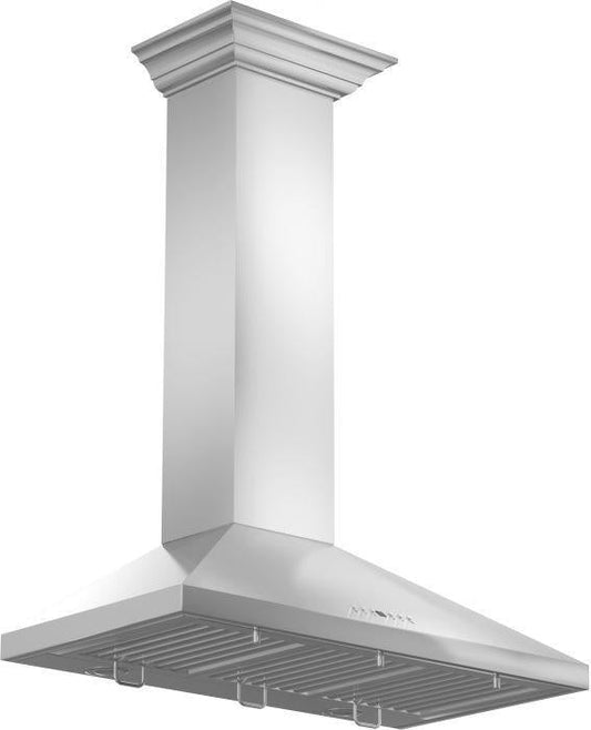 ZLINE 36 in. Wall Mount Range Hood Convertible Vent Stainless Steel with Crown Molding (KL2CRN-36)