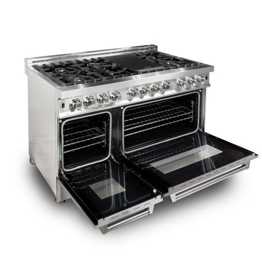ZLINE Legacy 48-Inch Dual Fuel Range, 7-Burner Gas Cooktop, 6.0 cu. ft. Double Electric Ovens, Stainless Steel with Satin Stainless Doors (RA-SN-48)