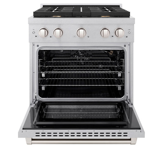 ZLINE 30-Inch Paramount Gas Range with Convection Gas Oven, 4 Brass Burners, 4.2 cu. ft., Satin Stainless Steel (SGRS-BR-30)