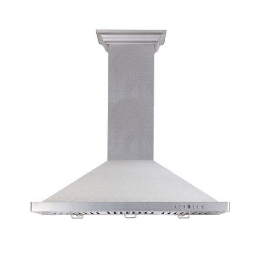 ZLINE 36 in. Wall Mount Range Hood Convertible Vent Satin Stainless Steel Designer Series 400 CFM (8KBS-36)