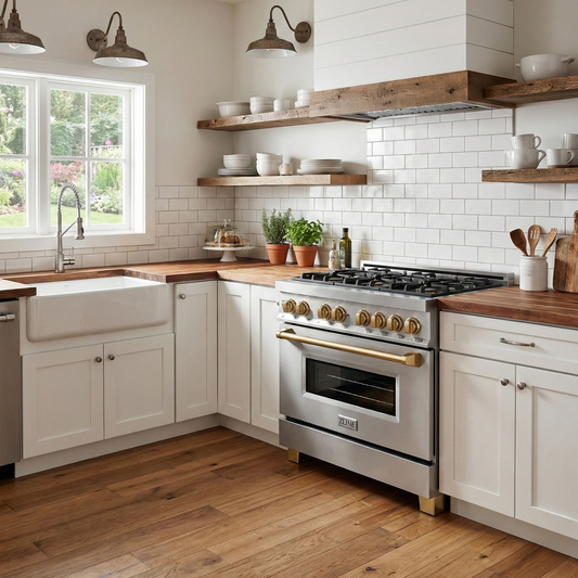 ZLINE Autograph Edition 36-inch Dual Fuel Range, 4.6 cu ft Oven, Stainless Steel with Gold Accents (Model RAZ-36-G)