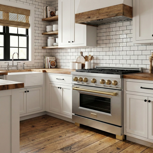 ZLINE Autograph Edition 36 in. 5.2 cu. ft. Paramount Gas Range with Convection Gas Oven, Stainless Steel with Bronze Accents (SGRZ-36-CB)