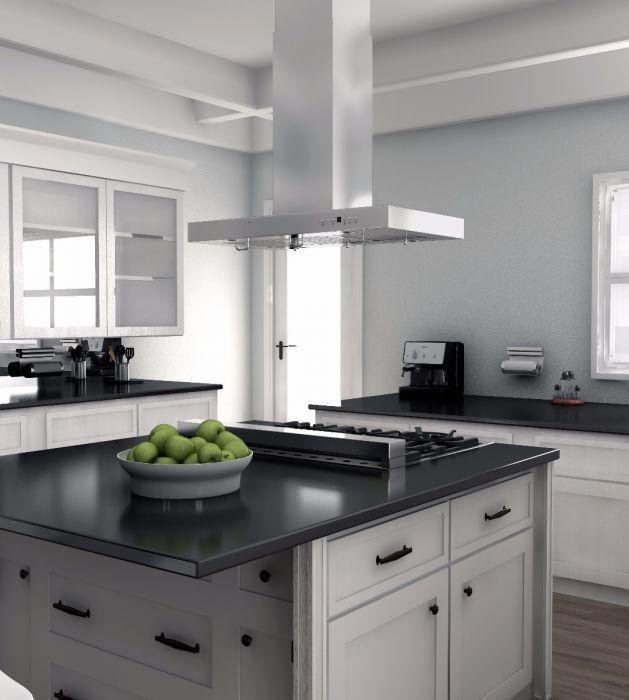 ZLINE 36 Inch Island Range Hood Stainless Steel Convertible Vent LED Lighting 4-Speed Fan (KE2i-36)
