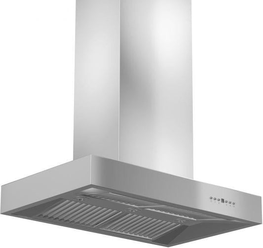 ZLINE 60 in. Island Mount Range Hood, Stainless Steel, Ducted Vent, 4-Speed Fan, LED Lighting (KECOMi-60)