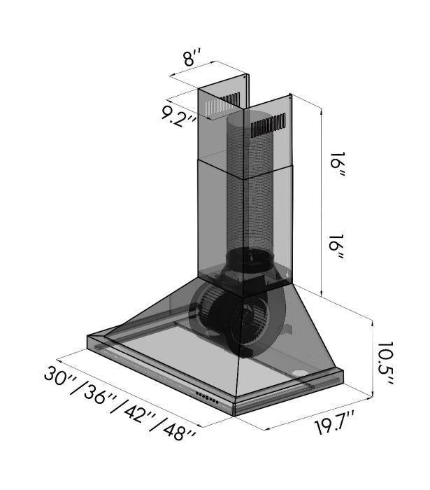ZLINE 48 in. Wall Mount Range Hood Outdoor Approved Convertible Vent Stainless Steel (KB-304-48)