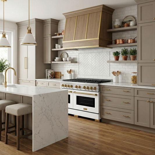 ZLINE Autograph Edition 48 in. Paramount Double Oven Dual Fuel Range with 8 Gas Burners, White Matte Doors and Champagne Bronze Accents (SDRZ-WM-48-CB)